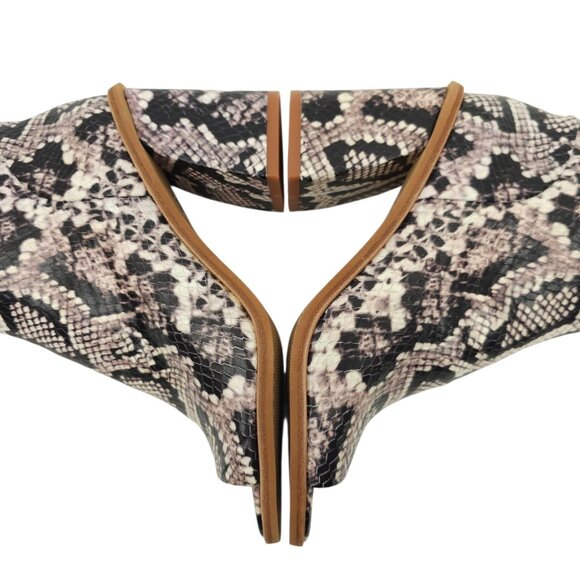 Vince Camuto Bebinder Peep Toe Ankle Boot Womens 5.5 Snakeskin Print Back Zip - Picture 14 of 14